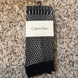 Calvin Klein Geometric Black and White Knee High Stockings